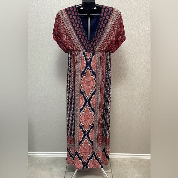 Maggy London Multi Patterned Maxi Dress Size 6 - Picture 1 of 5